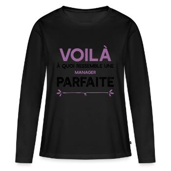 Une Manager parfaite cadeau - T-shirt manches longues Premium bio Femme - noir - Devant - Julia (174cm)