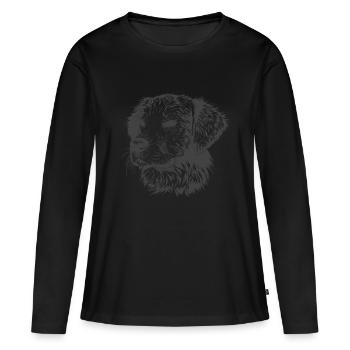 chien doux avec, aux cheveux gris - T-shirt manches longues Premium bio Femme - noir - Devant - Julia (174cm)
