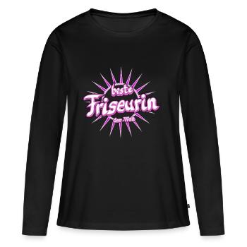 Friseurin - Frauen Premium Bio Langarmshirt - Schwarz - Vorne - Julia (174cm)