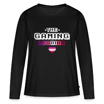 Geschenk Lesbe Gamerin lesbisch Gaming 8bit - Frauen Premium Bio Langarmshirt - Schwarz - Vorne - Julia (174cm)