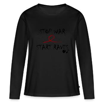 Stop War Start Rave: l'idée d'un amoureux des cadeaux - T-shirt manches longues Premium bio Femme - noir - Devant - Julia (174cm)