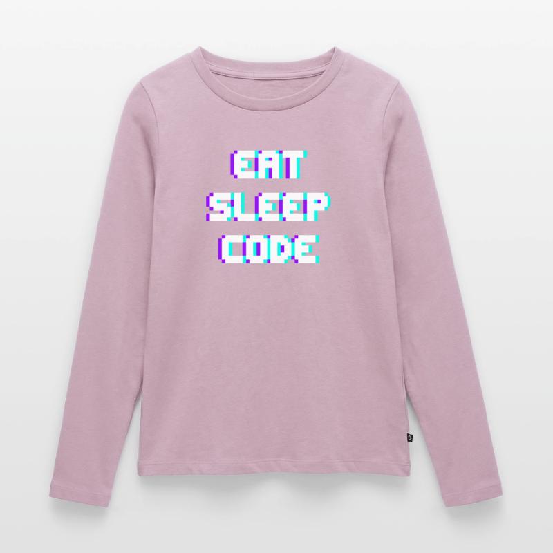 EAT SLEEP CODE Programmeur Coder Devise T-shirt manches longues Premium bio Femme