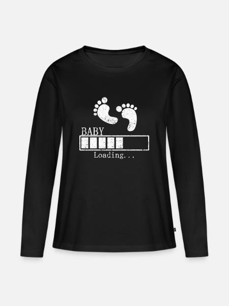 Schwangerschaft - Frauen Premium Bio Langarmshirt - Schwarz