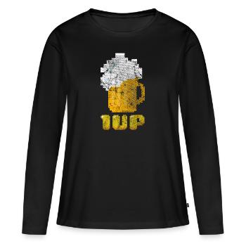 bière - T-shirt manches longues Premium bio Femme - noir - Devant - Julia (174cm)