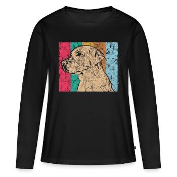 chien - T-shirt manches longues Premium bio Femme - noir - Devant - Julia (174cm)