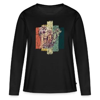 singe - T-shirt manches longues Premium bio Femme - noir - Devant - Julia (174cm)