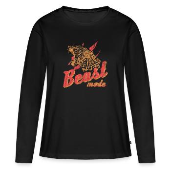 leopard - Women's Premium Organic Long Sleeve Shirt - black - Front - Julia (174cm)