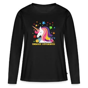 Autismus - Frauen Premium Bio Langarmshirt - Schwarz - Vorne - Julia (174cm)