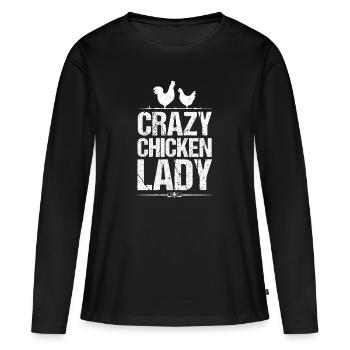 Chicken lady - Women's Premium Organic Long Sleeve Shirt - black - Front - Julia (174cm)