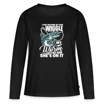 Cadeau de pêcheur pêcheur pêcheur - T-shirt manches longues Premium bio Femme - noir - Devant - Julia (174cm)