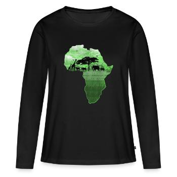 Afrique - T-shirt manches longues Premium bio Femme - noir - Devant - Julia (174cm)