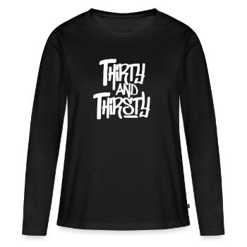 30 ans - T-shirt manches longues Premium bio Femme - noir - Devant - Julia (174cm)