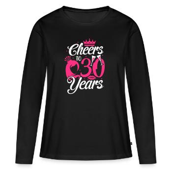 30 ans - T-shirt manches longues Premium bio Femme - noir - Devant - Julia (174cm)