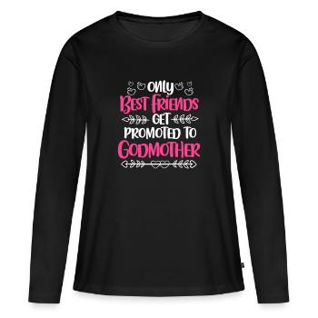 marraine - T-shirt manches longues Premium bio Femme - noir - Devant - Julia (174cm)