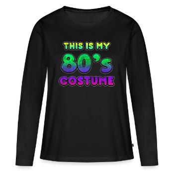 80er Jahre - Frauen Premium Bio Langarmshirt - Schwarz - Vorne - Julia (174cm)