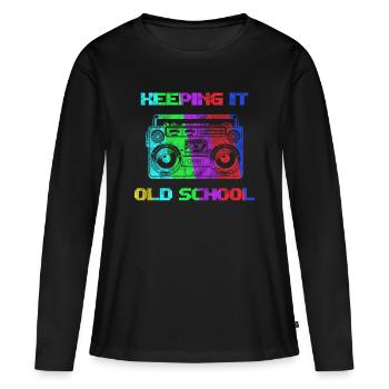 Old School - Frauen Premium Bio Langarmshirt - Schwarz - Vorne - Julia (174cm)