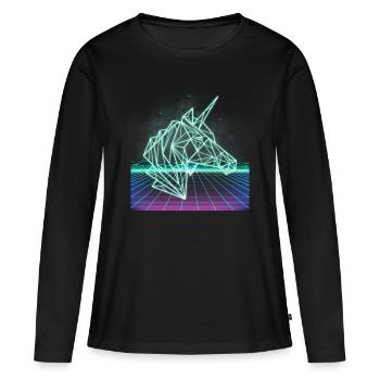 Unicorn 80s 80s 1980 retro disco gift - Women's Premium Organic Long Sleeve Shirt - black - Front - Julia (174cm)