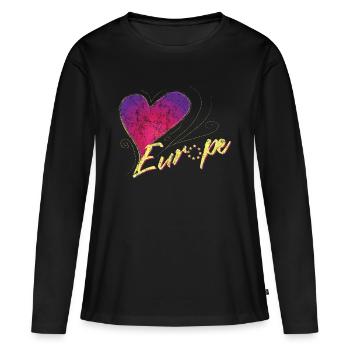 Europa Weiblich - Frauen Premium Bio Langarmshirt - Schwarz - Vorne - Julia (174cm)