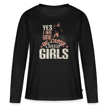 Weiblich Fußball Geschenk - Frauen Premium Bio Langarmshirt - Schwarz - Vorne - Julia (174cm)