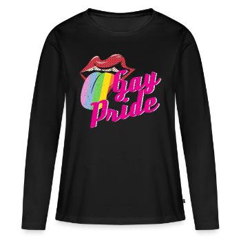 LGBT - Frauen Premium Bio Langarmshirt - Schwarz - Vorne - Julia (174cm)