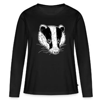 Dachs - Frauen Premium Bio Langarmshirt - Schwarz - Vorne - Julia (174cm)