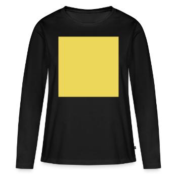 Gelbes Quadrat | für Herren, Damen und Kinder - Frauen Premium Bio Langarmshirt - Schwarz - Vorne - Julia (174cm)