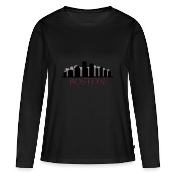 horizon boston - T-shirt manches longues Premium bio Femme - noir - Devant - Julia (174cm)