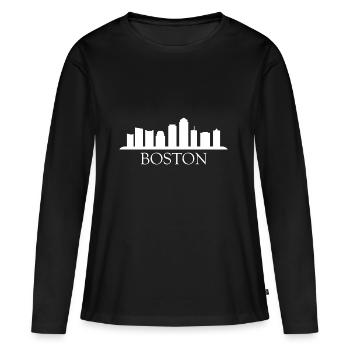 horizon boston - T-shirt manches longues Premium bio Femme - noir - Devant - Julia (174cm)