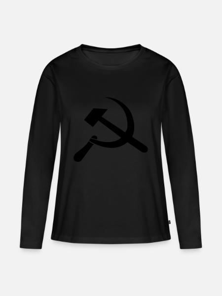 Hammer und Sichel - Frauen Premium Bio Langarmshirt - Schwarz