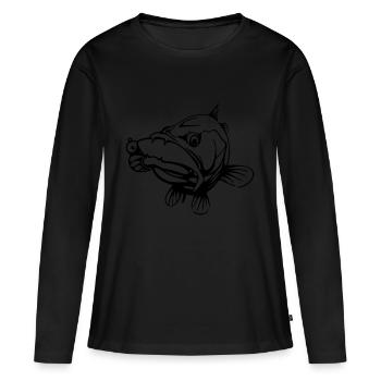 Sandre - T-shirt manches longues Premium bio Femme - noir - Devant - Julia (174cm)