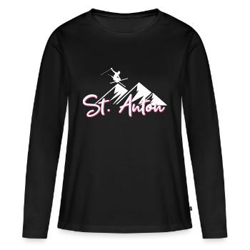 St anton - T-shirt manches longues Premium bio Femme - noir - Devant - Julia (174cm)