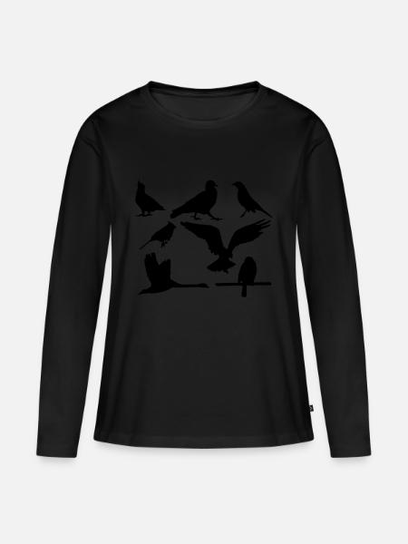 Vögel - Frauen Premium Bio Langarmshirt - Schwarz