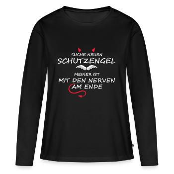 SUCHE NEUEN SCHUTZENGEL - Frauen Premium Bio Langarmshirt - Schwarz - Vorne - Julia (174cm)