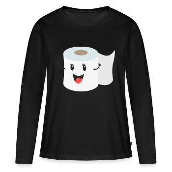 Papier toilette - T-shirt manches longues Premium bio Femme - noir - Devant - Julia (174cm)