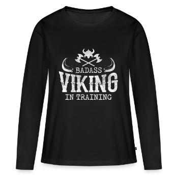 Badass dans la formation Viking - T-shirt manches longues Premium bio Femme - noir - Devant - Julia (174cm)
