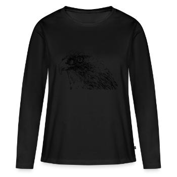 Adler tête d'aigle tatouage tribal buse de faucon - T-shirt manches longues Premium bio Femme - noir - Devant - Julia (174cm)