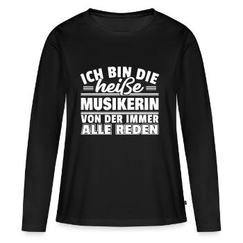 Heiße Musikerin - Frauen Premium Bio Langarmshirt - Schwarz - Vorne - Julia (174cm)