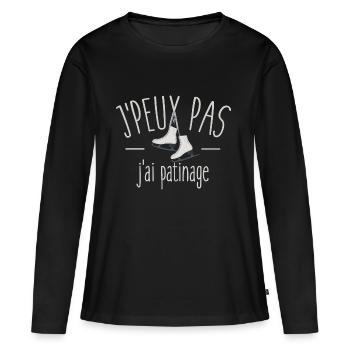 Je peux pas j'ai patinage - T-shirt manches longues Premium bio Femme - noir - Devant - Julia (174cm)