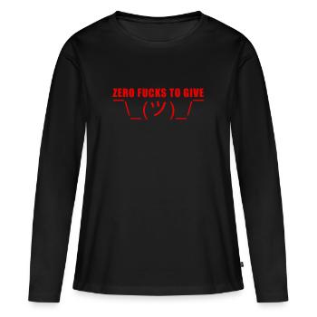 ZERO FUCKS - Frauen Premium Bio Langarmshirt - Schwarz - Vorne - Julia (174cm)