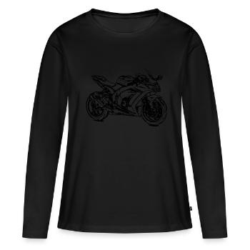 Course de moto moto course machine super athlète - T-shirt manches longues Premium bio Femme - noir - Devant - Julia (174cm)