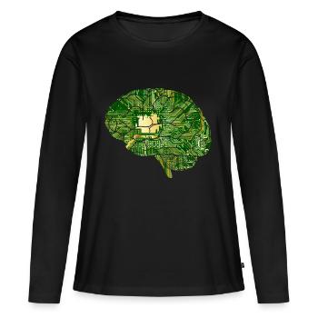 les circuits du cerveau, l'électronique - T-shirt manches longues Premium bio Femme - noir - Devant - Julia (174cm)