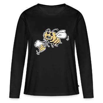 L’abeilles à la bière - T-shirt manches longues Premium bio Femme - noir - Devant - Julia (174cm)