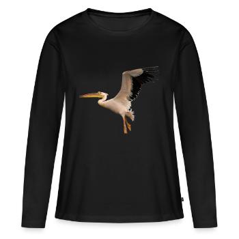 pelican pelikanbird vogel1 - Frauen Premium Bio Langarmshirt - Schwarz - Vorne - Julia (174cm)