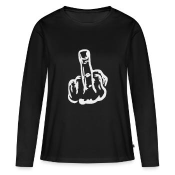 Idée de cadeau provocateur du majeur drôle - T-shirt manches longues Premium bio Femme - noir - Devant - Julia (174cm)