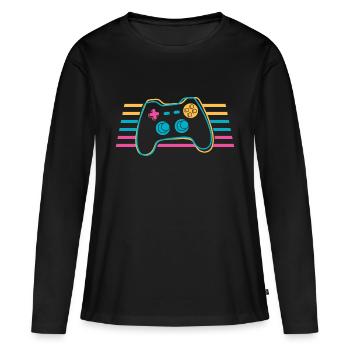 Gamepad Manette manette multicolore gamer - T-shirt manches longues Premium bio Femme - noir - Devant - Julia (174cm)