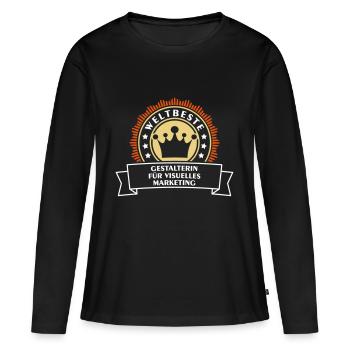 Gestalterin-für-Visuelles-Marketing Beruf - Gesche - Frauen Premium Bio Langarmshirt - Schwarz - Vorne - Julia (174cm)
