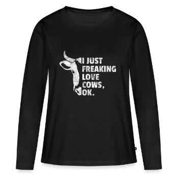 Cadeau Ranger Vegan Bauer Range agriculteur vache - T-shirt manches longues Premium bio Femme - noir - Devant - Julia (174cm)