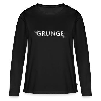 Grunge 90s Seattle distressed Logo - Frauen Premium Bio Langarmshirt - Schwarz - Vorne - Julia (174cm)
