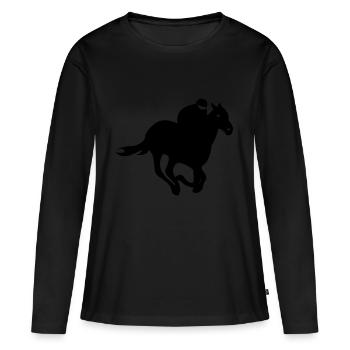 Jockey - Course de chevaux - T-shirt manches longues Premium bio Femme - noir - Devant - Julia (174cm)