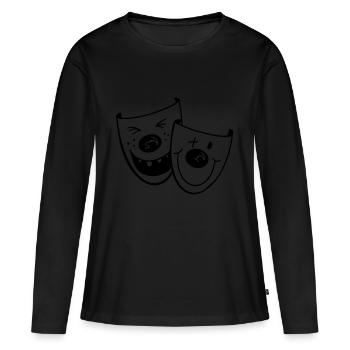 Deux masques de clown drôles - Carnaval - Cadeaux - T-shirt manches longues Premium bio Femme - noir - Devant - Julia (174cm)